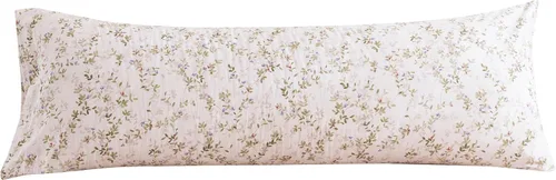 Miniatura 34 de ECOCOTT Floral Pillowcases Standard Size Set of 2, 100% Washed Cotton Pillow Cases with Envelope Closure, Beige Botanical Wildflower Printed Pillow