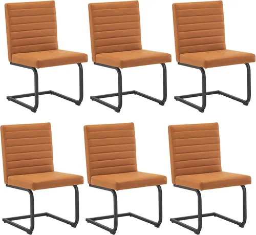 Miniatura 12 de Furniliving - Juego de 2 sillas de comedor modernas tapizadas de tela técnica con patas de acero, respaldo alto, sillas sin brazos para comedor