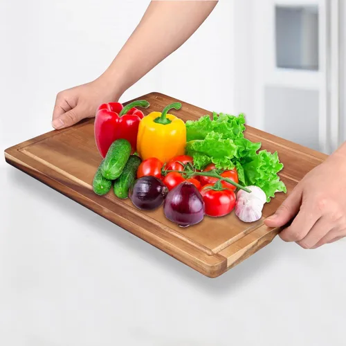 Miniatura 7 de Tablas de cortar decorativas de madera de acacia para cocina, carne, grandes tablas de charcutería, mejor tabla de cortar de madera dura maciza