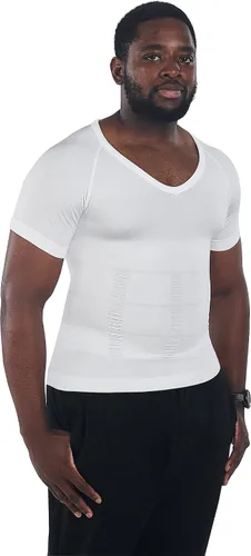 KOCLES Camisas de compresión Gynecomastia para hombres, faja moldeadora adelgazante para cuerpo, camiseta de entrenamiento con cuello en V
