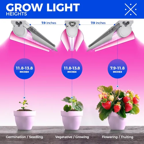 Miniatura 5 de Barrina Luz LED de crecimiento, 144 W (6 x 24 W, equivalente a 800 W), 2 pies T8, espectro completo, alto rendimiento, diseño enlazable, bombilla