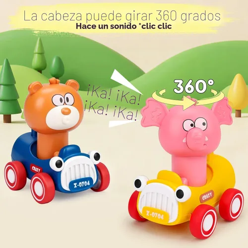 Miniatura 3 de AugToy Autos de Juguete de Presionar y Avanzar para Niños Pequeños 1-3 Empujar y Avanzar Carreras de Animales Autos de Bebé Juguetes Infantiles