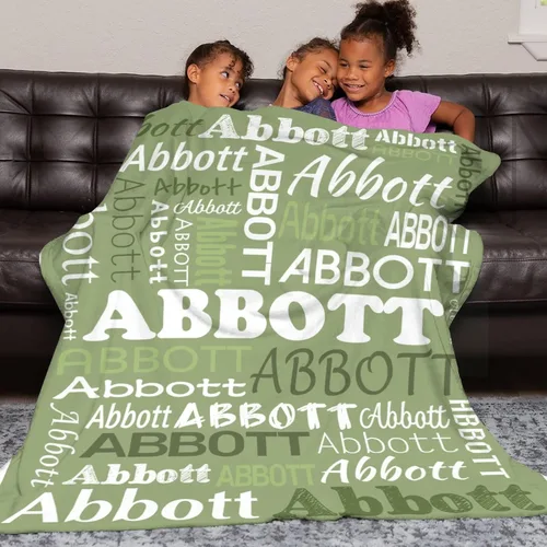 Miniatura 5 de Ships Next Day Custom Blanket with Name Personalized Throw Blanket for Baby Kid Customized Gifts for Dad, Mom, Grandpa, Grandma, Son, Daughter Algae