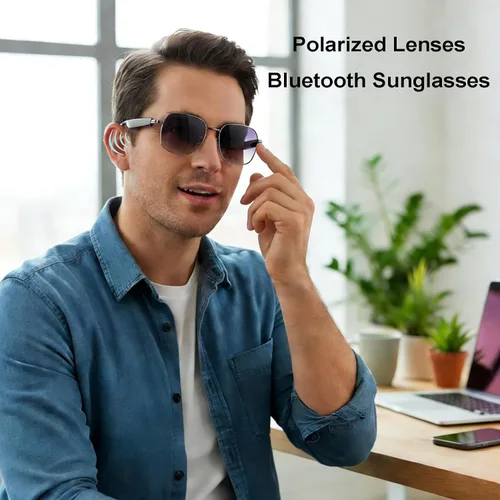 Miniatura 3 de Gafas inteligentes para hombres y mujeres, anteojos Bluetooth con micrófono y altavoces, gafas de audio de carga rápida compatibles con asistente