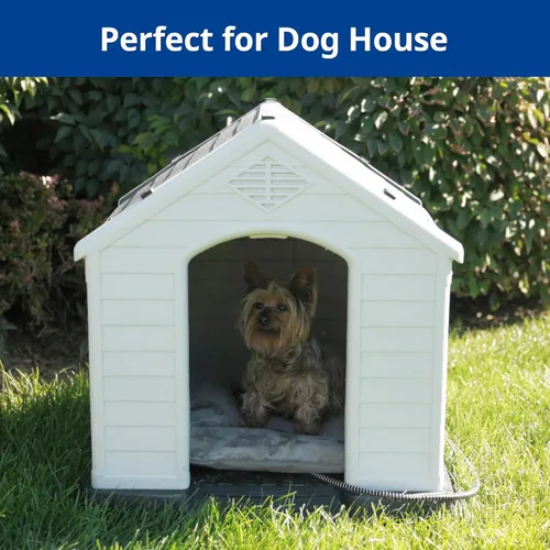 Miniatura 7 de Cama térmica para gatos al aire libre, almohadilla térmica suave para mascotas con cable envuelto en acero, calentador exterior de mascotas para Gris