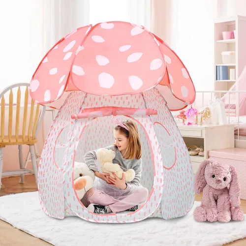 Miniatura 5 de Carpa de juegos para niños con diseño exquisito Pop Up Carpa para interiores y exteriores Casa de juegos para niños y niñas con diseño de hongo Rosa