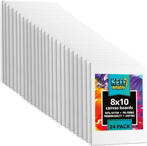 Miniatura 12 de KEFF Lienzo para pintar, paquete de 5 lienzos de 8 x 10 pulgadas, lienzos pequeños 100% algodón con triple imprimación para pintura. Mini lienzos a