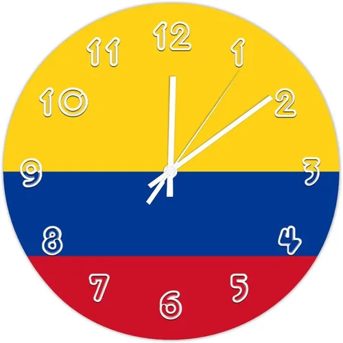 Miniatura 9 de Reloj de pared redondo de Etiopía con bandera de Etiopía, silencioso, sin tictac, relojes de pared para cocina, dormitorio, oficina, decoración