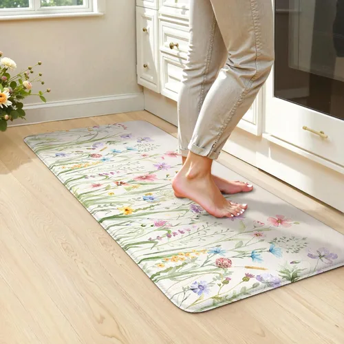 Miniatura 40 de KIMODE Tapete antifatiga para suelo de cocina, semicírculo de 18 x 28 pulgadas, de espuma viscoelástica, acolchado, antideslizante, tapetes cómodos