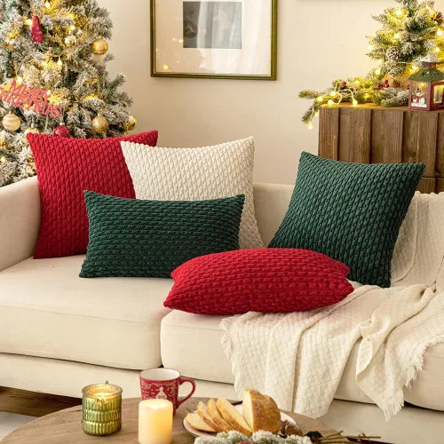 Miniatura 9 de MIULEE - Paquete de 2 fundas de cojín decorativas, modernas y boho, de terciopelo, con textura a rayas, para sofá, cama, sala de estar, decoración