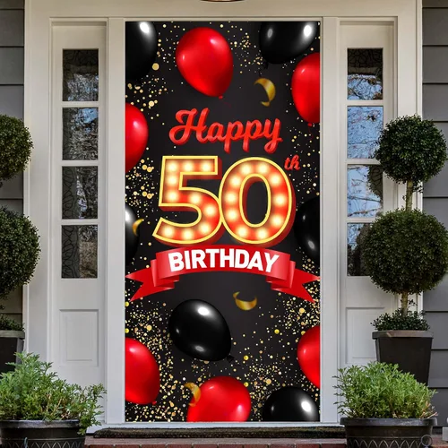 Miniatura 11 de Cartel de feliz cumpleaños número 15 rojo y negro, globos de fondo para decoración temática para niñas y mujeres, princesas de 15 años, suministros