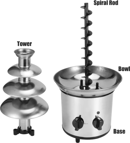 Miniatura 6 de Luqeeg Fuente de fondue de chocolate, máquina eléctrica de fuente de chocolate de 4 capas, máquina de fusión de chocolate de acero inoxidable, torre