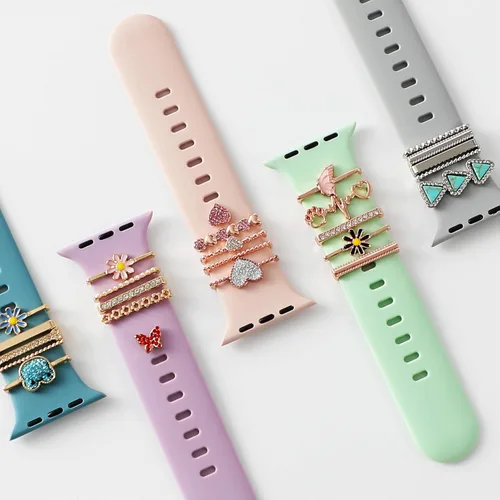 Miniatura 3 de ALMNVO Bling Charms de diamante para correas de Apple Watch, Charms de 46 mm, 45 mm, 44 mm, 42 mm, 41 mm, 40 mm, 38 mm, 49 mm, anillos decorativos