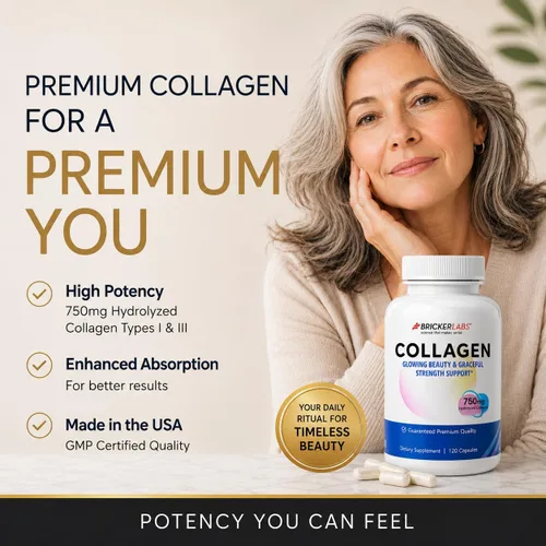 Miniatura 3 de Bricker Labs Colágeno para hombres y mujeres - Suplemento de colágeno hidrolizado tipo I, III, 750 mg, 1 cápsula de colágeno diaria - 120 porciones