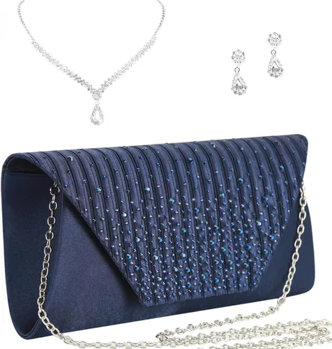 Eshow Bolso de mano para mujer, bolso de noche, diseño de lentejuelas con cuentas vintage, bolsa de diamantes de imitación para boda, fiesta de