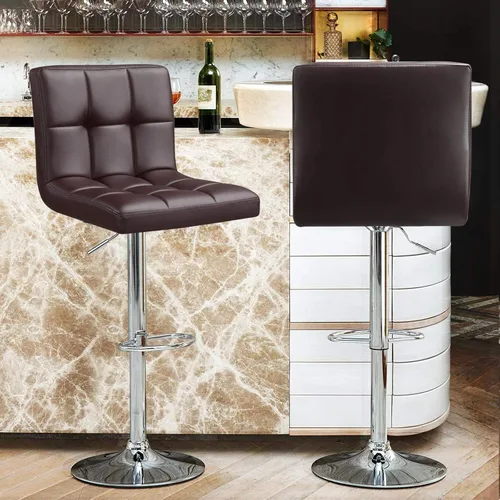 Miniatura 2 de Topeakmart Taburetes de bar modernos de altura ajustable, taburete giratorio de piel sintética, silla trasera de isla de cocina, taburete giratorio