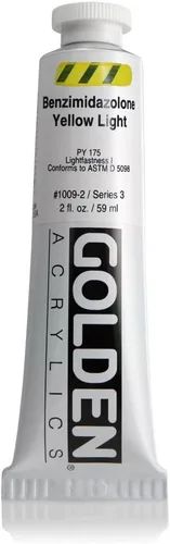 Miniatura 4 de GOLDEN Acrílico de cuerpo pesado, luz amarilla de benzimidazolona, tubo de 2 fl. oz, pintura acrílica profesional, transparente