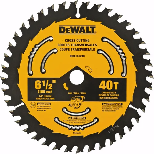 Miniatura 9 de DEWALT Hoja de sierra circular, 6 1/2 pulgadas, 40 dientes, para estructura (DWA161240)