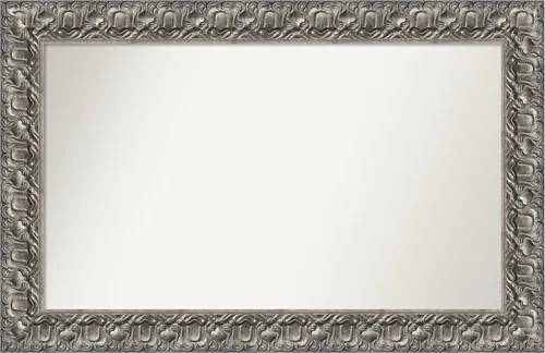 Miniatura 29 de Amanti Art Espejo de baño plateado para sobre fregadero, 26 x 26 pulgadas, espejo cuadrado de níquel pulido, marco de madera tradicional mediano, se
