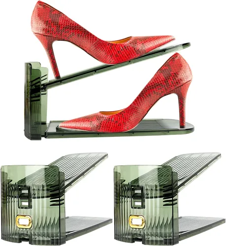 Miniatura 12 de Yes!Fresh Organizador de ranuras para zapatos, apilador de zapatos estilo boutique para un par de zapatos, zapatero separable para organización