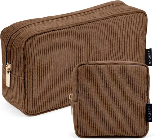 Miniatura 22 de MAGEFY Pequeña bolsa de maquillaje para bolso, mini bolsa de cosméticos de pana, linda bolsa cosmética para mujeres con bolsillos deslizantes