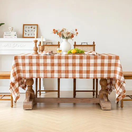 Miniatura 52 de Linen World - Mantel de lino de otoño de 55 x 55 pulgadas, mantel rectangular lavable de lino francés para comedor, al aire libre, bodas