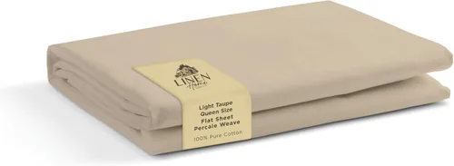 Miniatura 78 de Sábanas de 100% algodón percal, tamaño King, 1 sábana encimera, ropa de cama fresca, resistente y transpirable, crema
