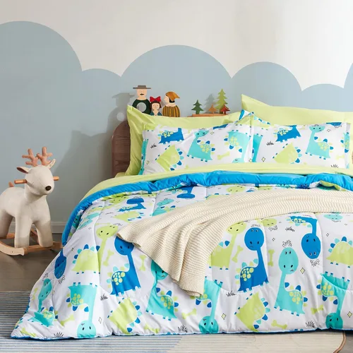 Miniatura 13 de SLEEP ZONE Juego de edredón de 2 piezas para niños y niñas, resistente a la decoloración, lavable a máquina, cohete espacial