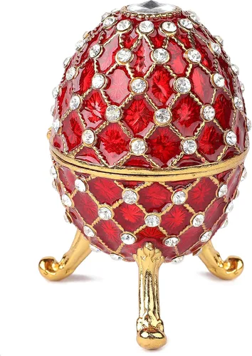 Miniatura 2 de QIFU Huevo de Pascua imperial rojo vintage coleccionable con mini carruaje real, regalo único para colección de Pascua