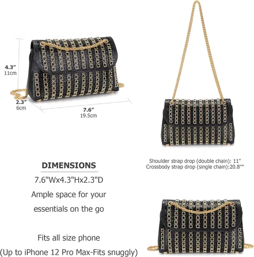 Miniatura 3 de Bolsos de mano con diamantes de imitación para mujer, bolsos de hombro con cadena, bolsas de noche brillantes para cóctel, graduación, fiesta, boda