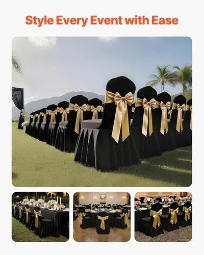 Miniatura 32 de VEVOR 150 fundas blancas para sillas de poliéster y elastano, fundas elásticas para bodas, fiestas, comedor, banquetes, sin pinzas, 150