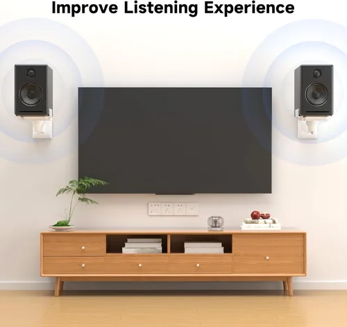 Miniatura 5 de suptek Soporte de montaje en pared con abrazadera de doble lado para altavoces de estantería, para altavoces de sonido envolvente grandes, soporta