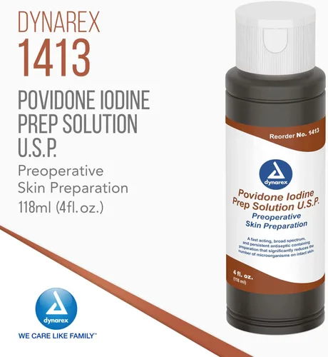 Miniatura 3 de Dynarex Solución de preparación de povidona-yodo, solución antiséptica para la piel y la mucosa, ideal para la preparación del sitio quirúrgico