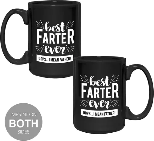 Miniatura 3 de Canopy Street Taza con texto en inglés "Best Farter Father Ever", taza de café negra de 15 onzas para papás, regalo divertido para el Día del Padre