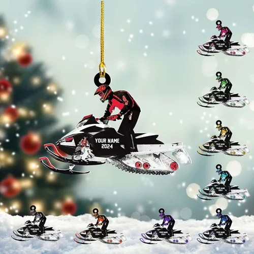 Miniatura 12 de Zapatos de motos de nieve personalizados personalizados adorno de Navidad de acrílico para amantes de motos de nieve (SM 1)