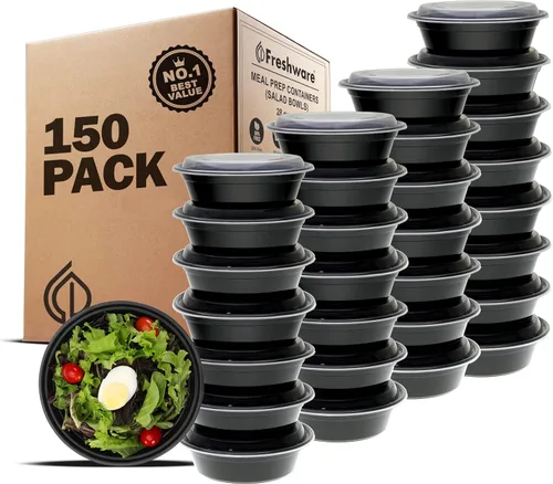 Miniatura 11 de Freshware Recipientes de plástico para preparación de comidas (paquete de 30) con tapas para sopa y ensalada, caja Bento para almacenamiento