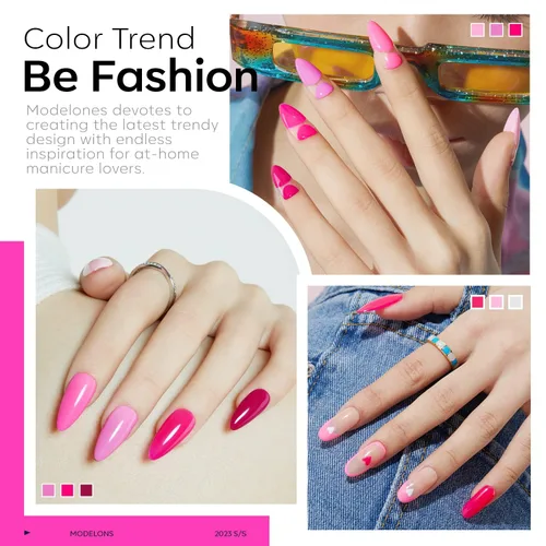 Miniatura 3 de modelones - Juego de 6 esmaltes en gel, tonos verano, rosa, rosa fuerte, rosa neón, blanco, magenta, de suave claro a oscuro,arte para amantes