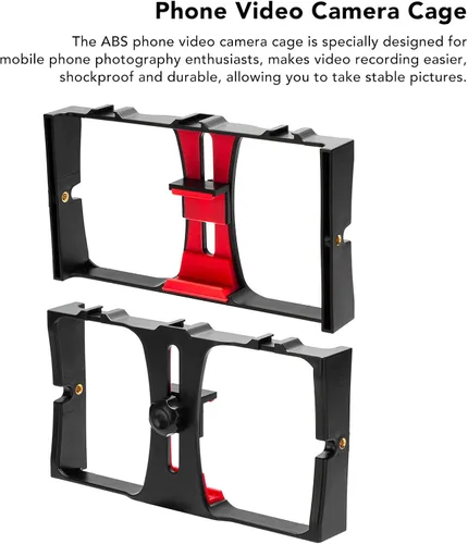 Miniatura 2 de Jaula para cámara de video para teléfono celular, portátil, estabilizador de video, agarre de jaula de video para teléfono con soporte de zapata