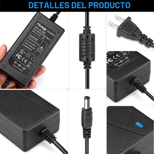 Miniatura 3 de Facmogu Adaptador de Corriente DC 12V 3A, 100-240V AC a DC 12V 3A 36W Suministro de Energía con Conector de Barril 5.5x2.5mm & 5.5x2.1mm, Adaptador