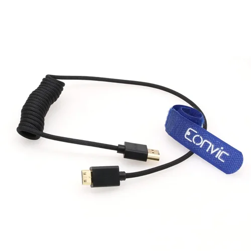 2.1 HDMI 8K HDMI macho a mini HDMI macho cable extensor de alta velocidad para monitor Canon Nikon Panasonic GH3 (negro en espiral 19.7 in)
