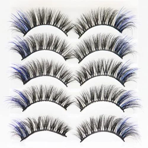 Miniatura 8 de DAODER Pestañas postizas de colores, pestañas postizas esponjosas con color azul, de 0.55 a 0.63 pulgadas, rizo C medio, volumen completo, pestañas