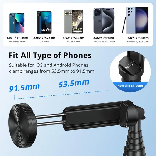 Miniatura 3 de SYNCWIRE Trípode de teléfono Selfie Stick de 55 pulgadas para iPhone, palo selfie de aluminio extensible todo en uno con control remoto, trípode