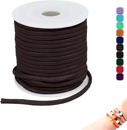 Miniatura 53 de CAMAL Cuerda de cera de 0.069 pulgadas para hacer pulseras, hilo encerado de 23 yardas para joyería y pulsera, cordón encerado para manualidades