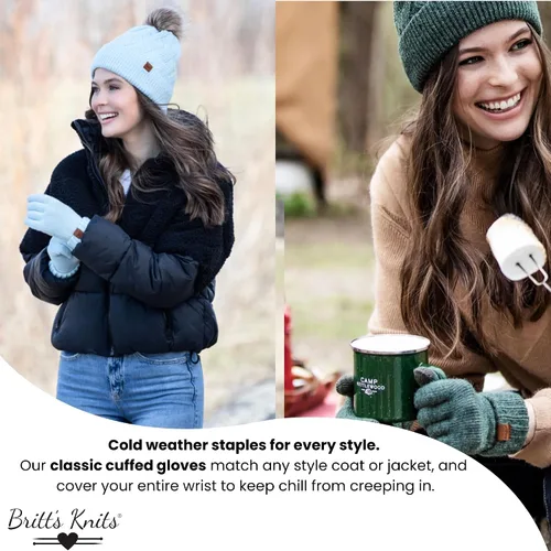 Miniatura 5 de Britt's Knits Guantes cálidos de punto de puño completo para mujer, talla única