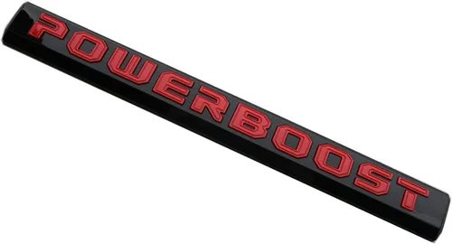Miniatura 3 de 2 calcomanías POWERBOOST con emblema en letras para puerta izquierda, placa de identificación de repuesto para F-150 2019-2023 (Rojo)