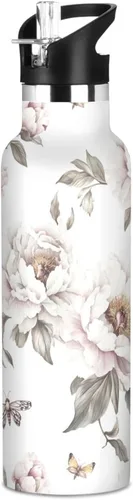 Miniatura 9 de Retro Dahlia Pink BPA-Free Leak Proof Sports Insulated Water Bottle with Leak Proof Spout Lid Double Wall Vacuum Bike Running Sports Travel Gym