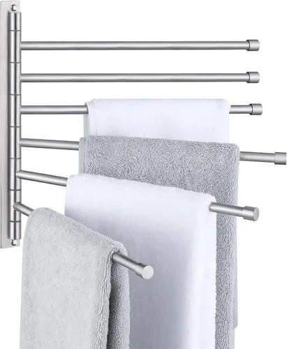 KES Toallero oscilante, brazo plegable de 6 bares, organizador de almacenamiento para baño, montaje en pared, a prueba de óxido, 13 pulgadas, acero