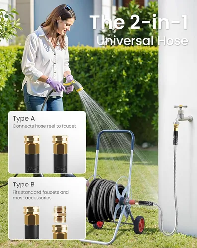 Miniatura 3 de Cesun Manguera de Jardín Corta de 3 Pies, Manguera Conductora Pequeña de Metal, Manguera de Agua Potable, Flexible, Tubo de Agua de Acero Inoxidable