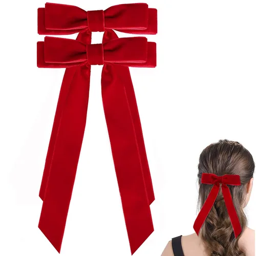 Miniatura 9 de Pinza para el pelo, lazos grandes de terciopelo para niñas de 5 pulgadas, pinzas de cocodrilo, accesorios para mujeres, niñas, niños pequeños, negro