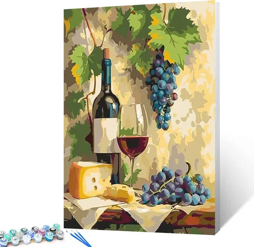 Miniatura 21 de Kits de pintura por números para adultos principiantes, pintura al óleo sobre lienzo de 16 x 20 pulgadas, lámpara de flores y óleo, pigmento 4-Art-06